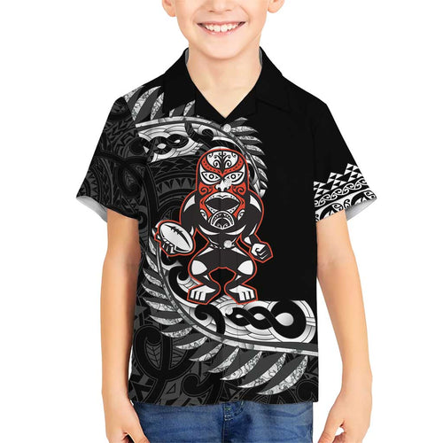 New Zealand Indigenous-Maori Rugby Custom Family Matching Short Sleeve Bodycon Dress and Hawaiian Shirt