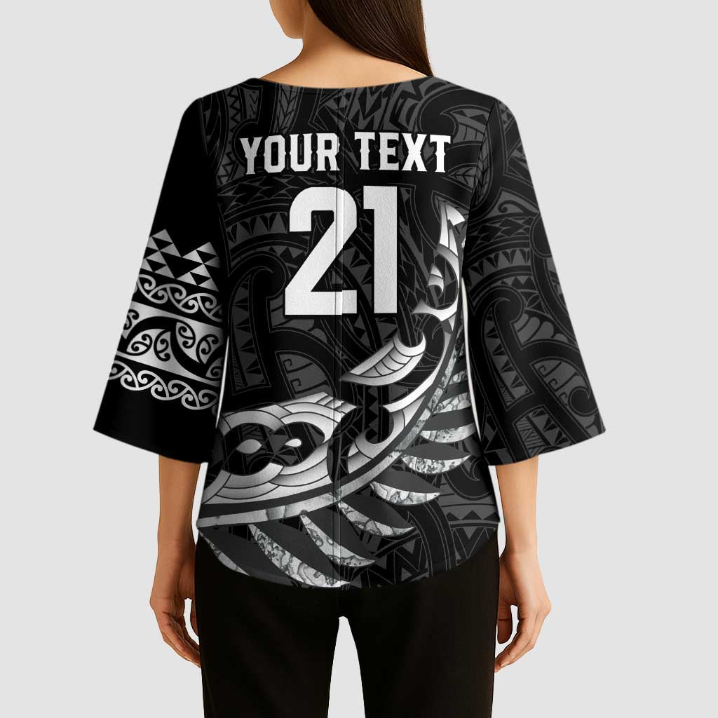 New Zealand Indigenous-Maori Rugby Custom Kimono Sleeve Blouse - Aussie Hoodie