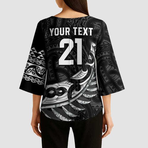 New Zealand Indigenous-Maori Rugby Custom Kimono Sleeve Blouse - Aussie Hoodie