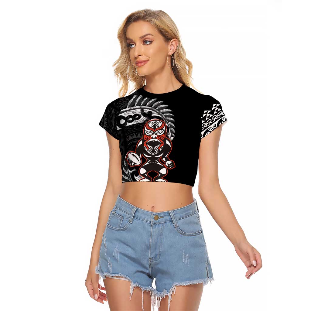 New Zealand Indigenous-Maori Rugby Custom Raglan Cropped T Shirt