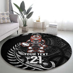 New Zealand Indigenous-Maori Rugby Custom Round Carpet