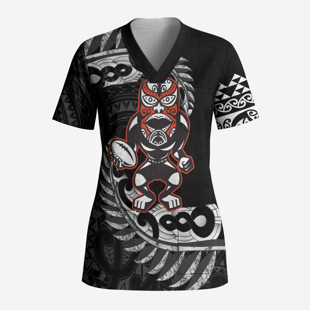New Zealand Indigenous-Maori Rugby Custom Scrub Top - Aussie Hoodie