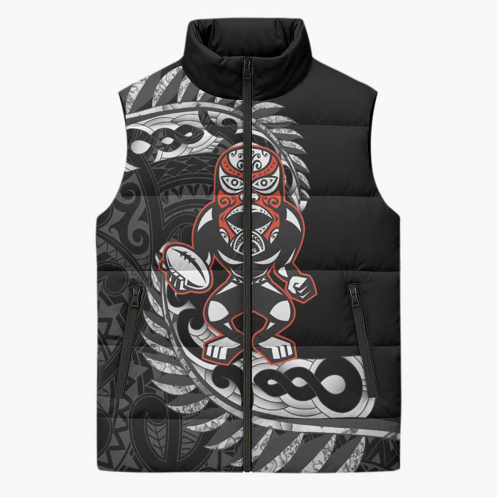 New Zealand Indigenous-Maori Rugby Custom Sleeveless Puffer Jacket - Aussie Hoodie