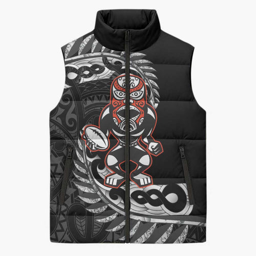 New Zealand Indigenous-Maori Rugby Custom Sleeveless Puffer Jacket - Aussie Hoodie