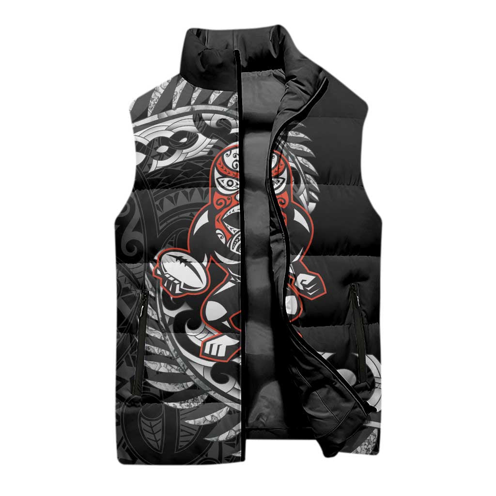 New Zealand Indigenous-Maori Rugby Custom Sleeveless Puffer Jacket - Aussie Hoodie