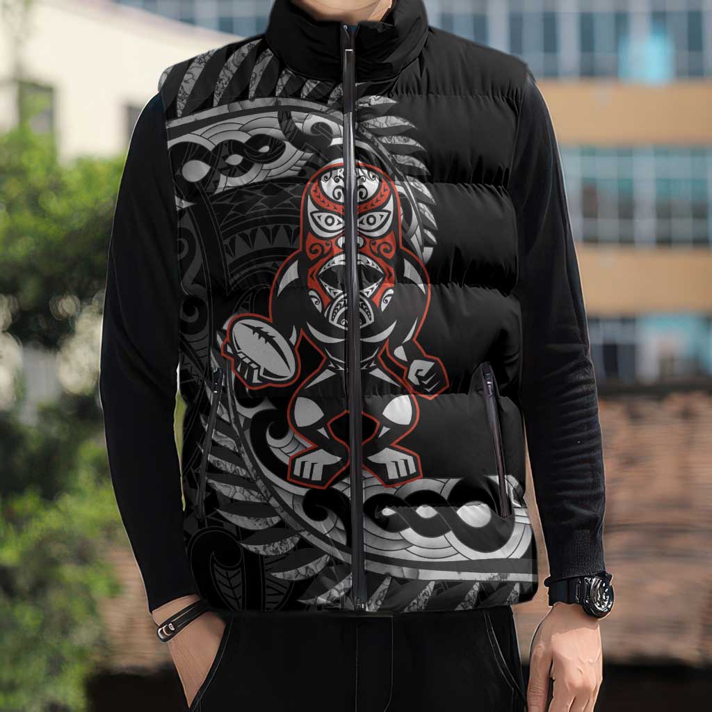 New Zealand Indigenous-Maori Rugby Custom Sleeveless Puffer Jacket - Aussie Hoodie
