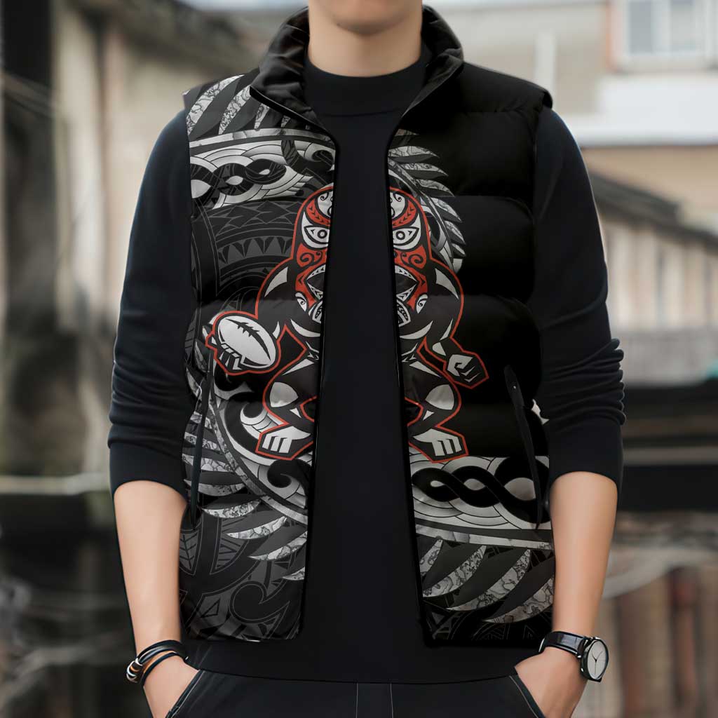 New Zealand Indigenous-Maori Rugby Custom Sleeveless Puffer Jacket - Aussie Hoodie