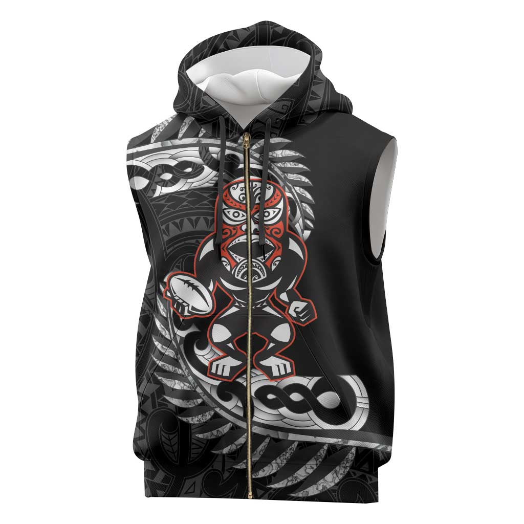 New Zealand Indigenous-Maori Rugby Custom Sleeveless Zip Hoodie - Aussie Hoodie