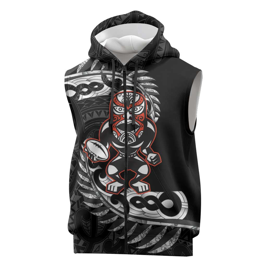 New Zealand Indigenous-Maori Rugby Custom Sleeveless Zip Hoodie LT9
