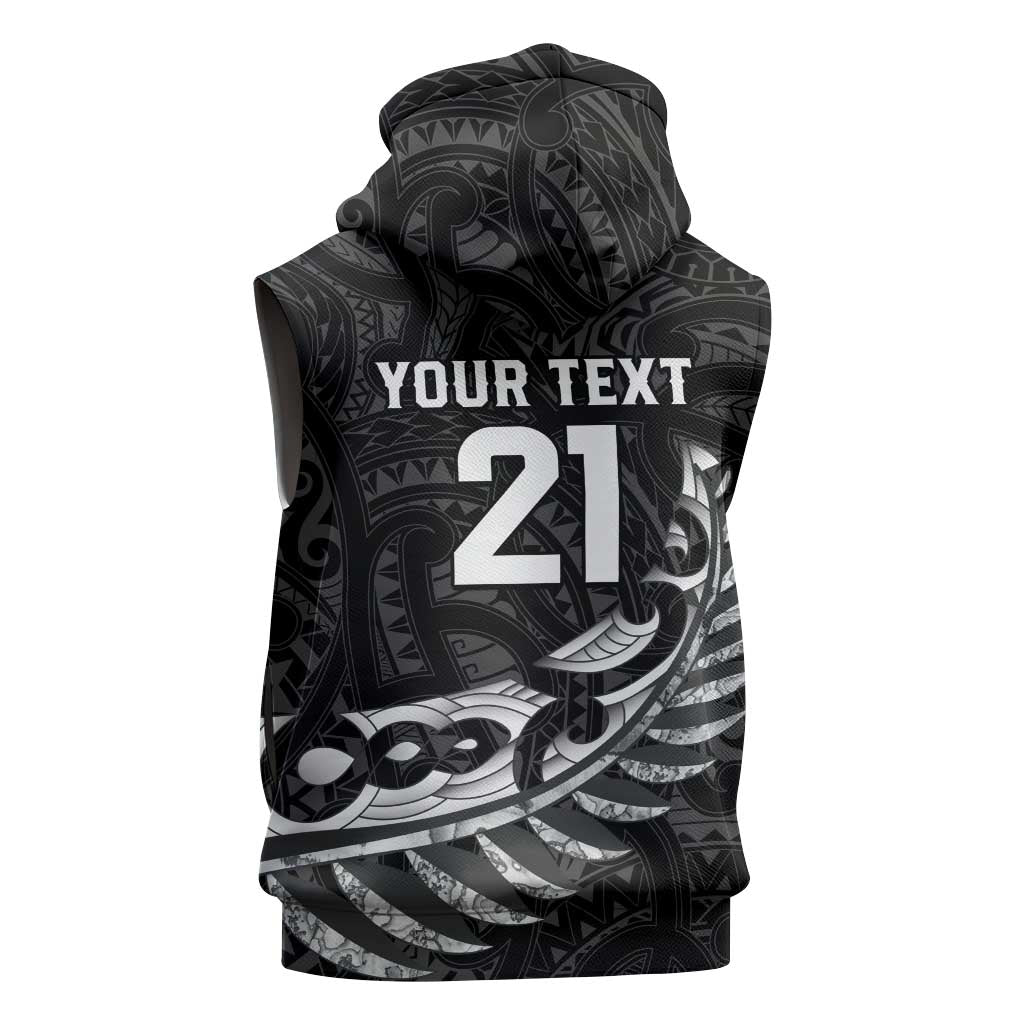 New Zealand Indigenous-Maori Rugby Custom Sleeveless Zip Hoodie LT9