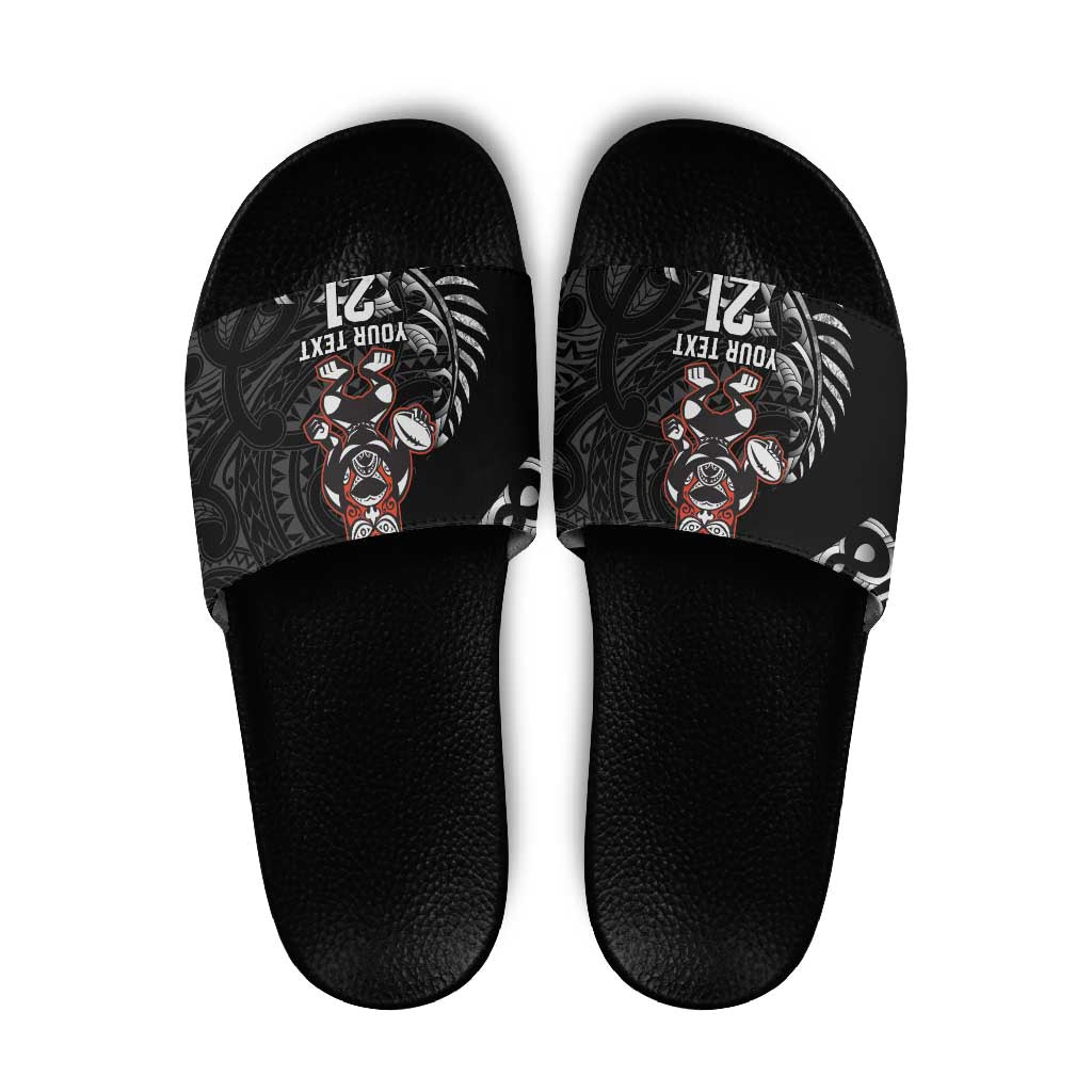 New Zealand Indigenous-Maori Rugby Custom Slide Sandals - Aussie Hoodie