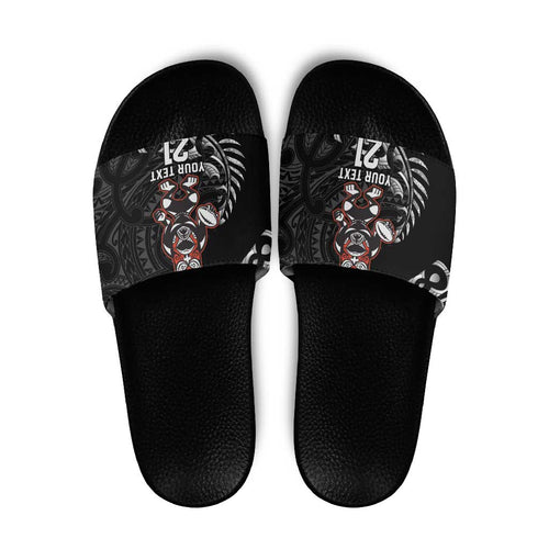 New Zealand Indigenous-Maori Rugby Custom Slide Sandals - Aussie Hoodie