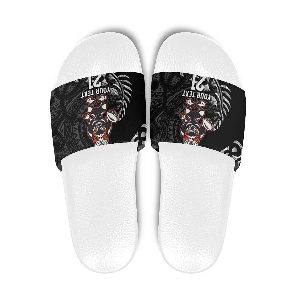New Zealand Indigenous-Maori Rugby Custom Slide Sandals - Aussie Hoodie