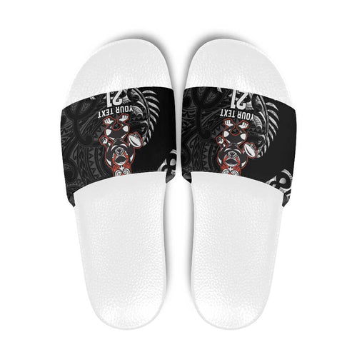 New Zealand Indigenous-Maori Rugby Custom Slide Sandals - Aussie Hoodie