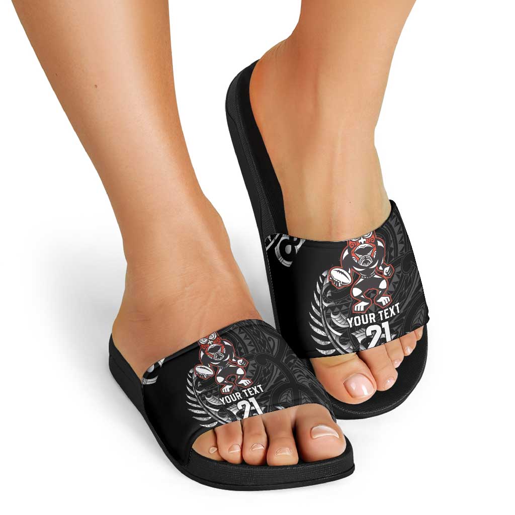 New Zealand Indigenous-Maori Rugby Custom Slide Sandals - Aussie Hoodie