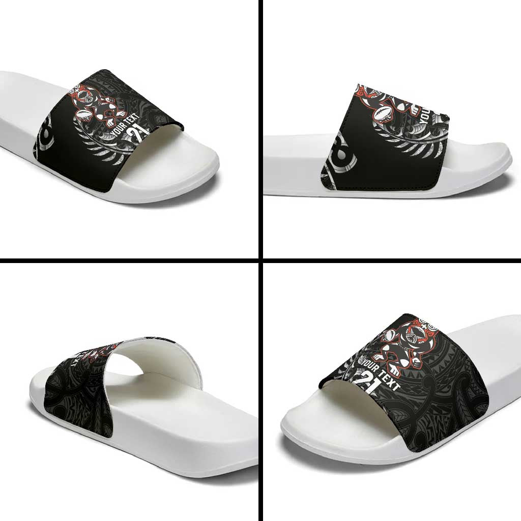 New Zealand Indigenous-Maori Rugby Custom Slide Sandals - Aussie Hoodie