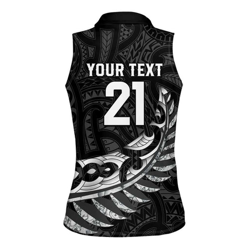 New Zealand Indigenous-Maori Rugby Custom Women Sleeveless Polo Shirt