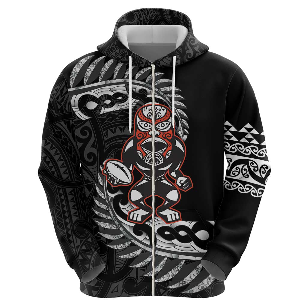 New Zealand Indigenous-Maori Rugby Custom Zip Hoodie