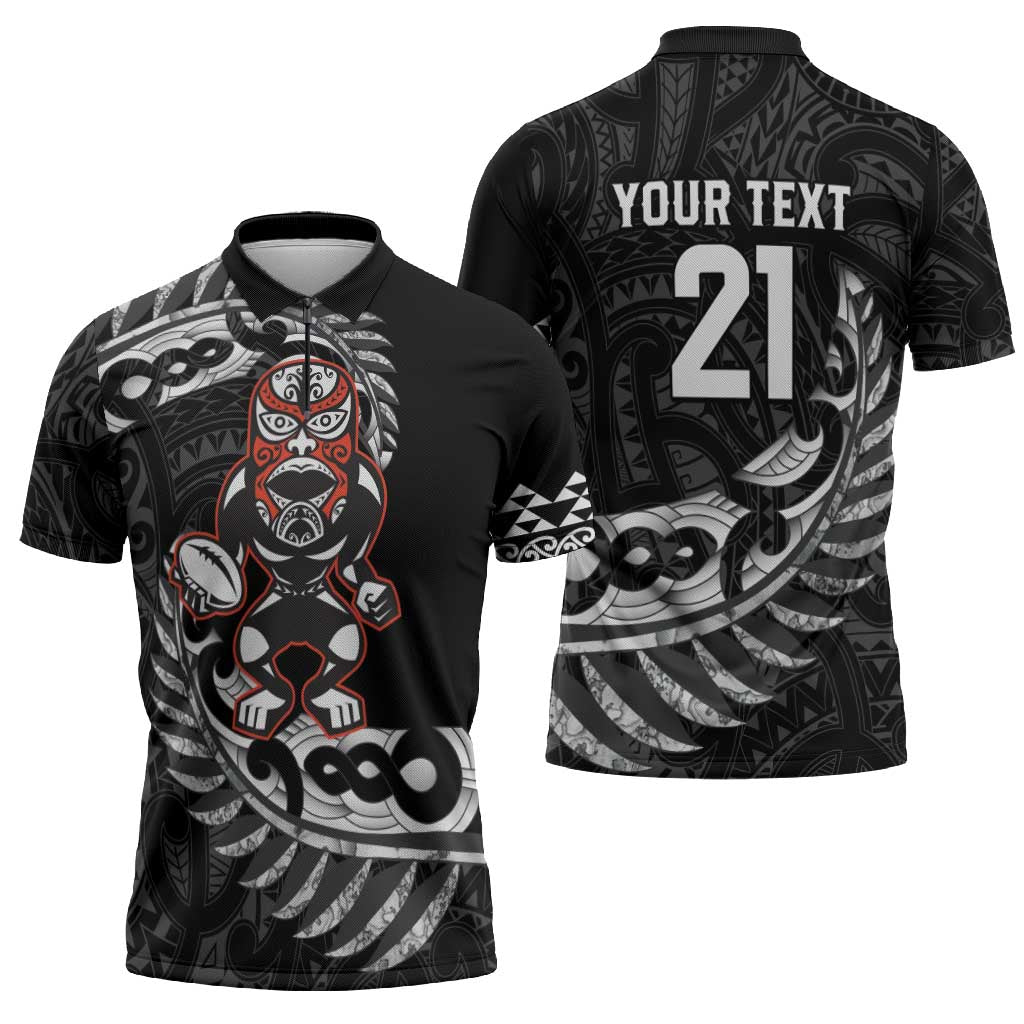 New Zealand Indigenous-Maori Rugby Custom Zipper Polo Shirt - Aussie Hoodie