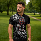 New Zealand Indigenous-Maori Rugby Custom Zipper Polo Shirt - Aussie Hoodie