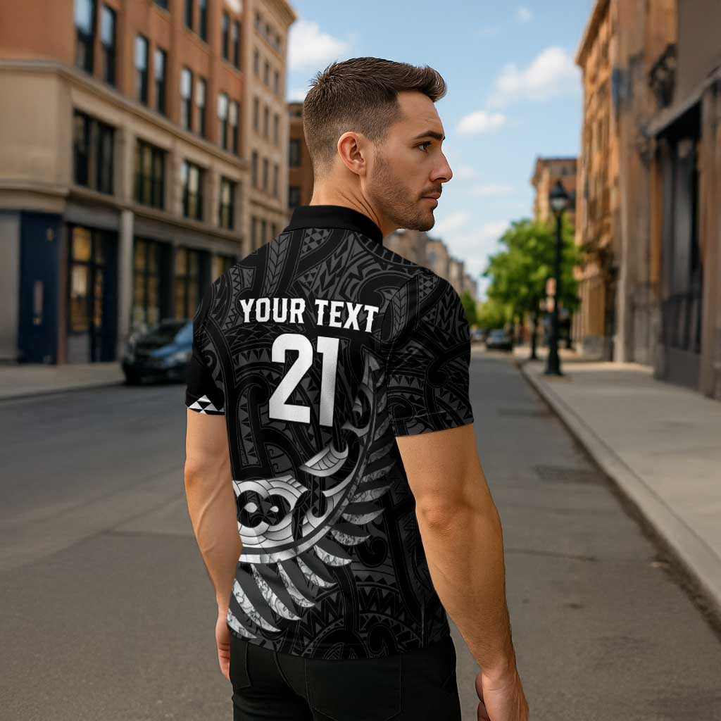 New Zealand Indigenous-Maori Rugby Custom Zipper Polo Shirt - Aussie Hoodie