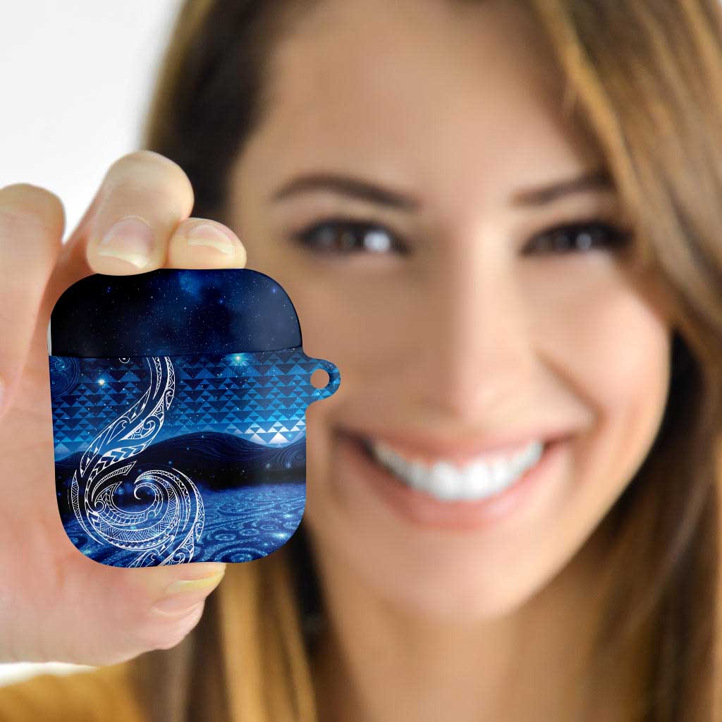 New Zealand Matariki AirPods Case Taniko Aramoana With Koru Galaxy Sky Night - Aussie Hoodie