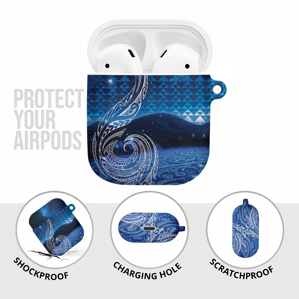 New Zealand Matariki AirPods Case Taniko Aramoana With Koru Galaxy Sky Night - Aussie Hoodie