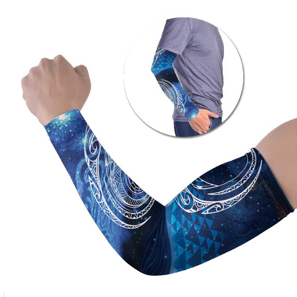 New Zealand Matariki Arm Sleeves Taniko Aramoana With Koru Galaxy Sky Night - Aussie Hoodie
