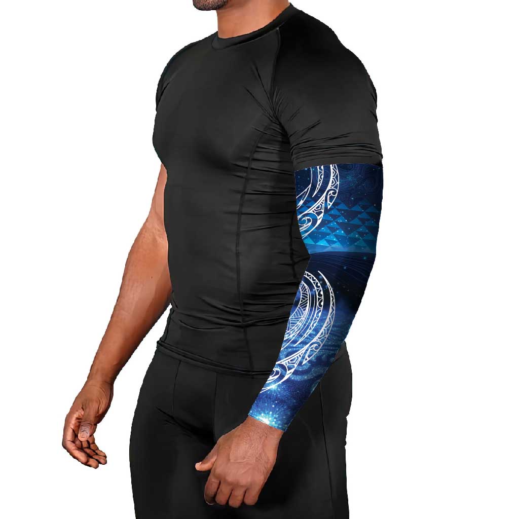 New Zealand Matariki Arm Sleeves Taniko Aramoana With Koru Galaxy Sky Night - Aussie Hoodie