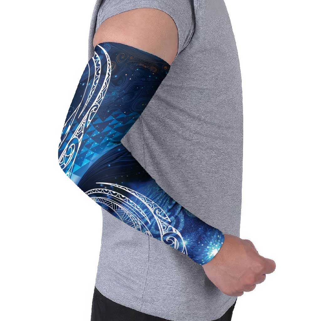 New Zealand Matariki Arm Sleeves Taniko Aramoana With Koru Galaxy Sky Night - Aussie Hoodie