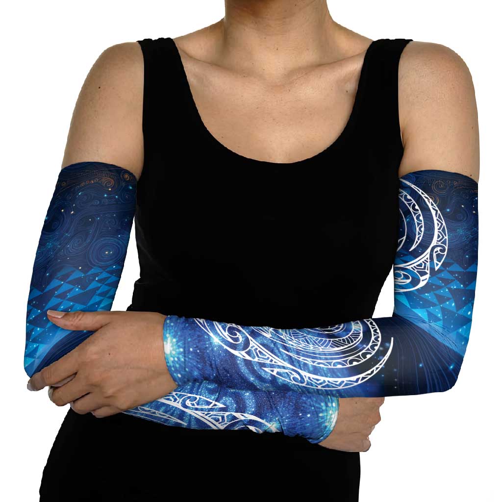 New Zealand Matariki Arm Sleeves Taniko Aramoana With Koru Galaxy Sky Night - Aussie Hoodie