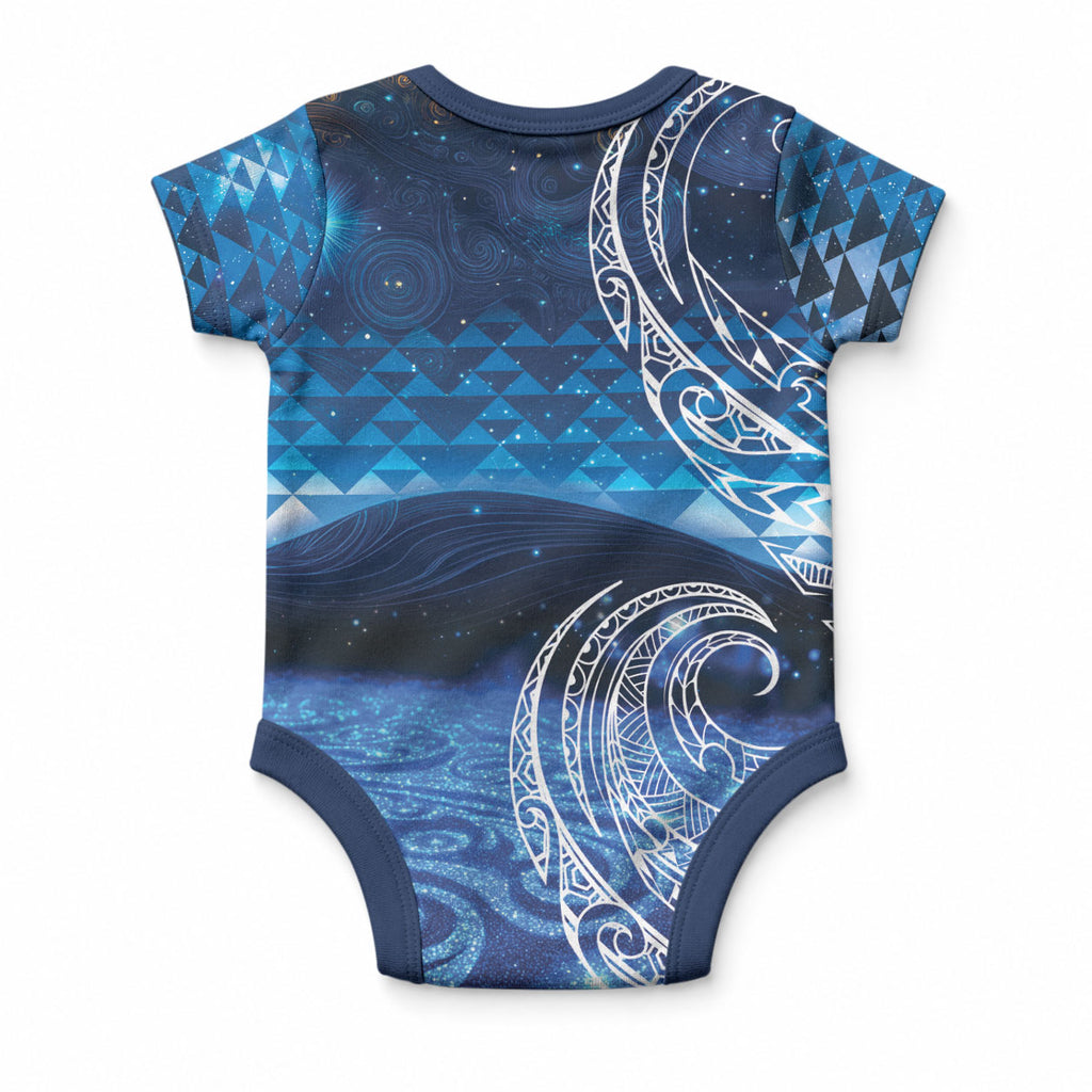 New Zealand Matariki Baby Onesie Taniko Aramoana With Koru Galaxy Sky Night