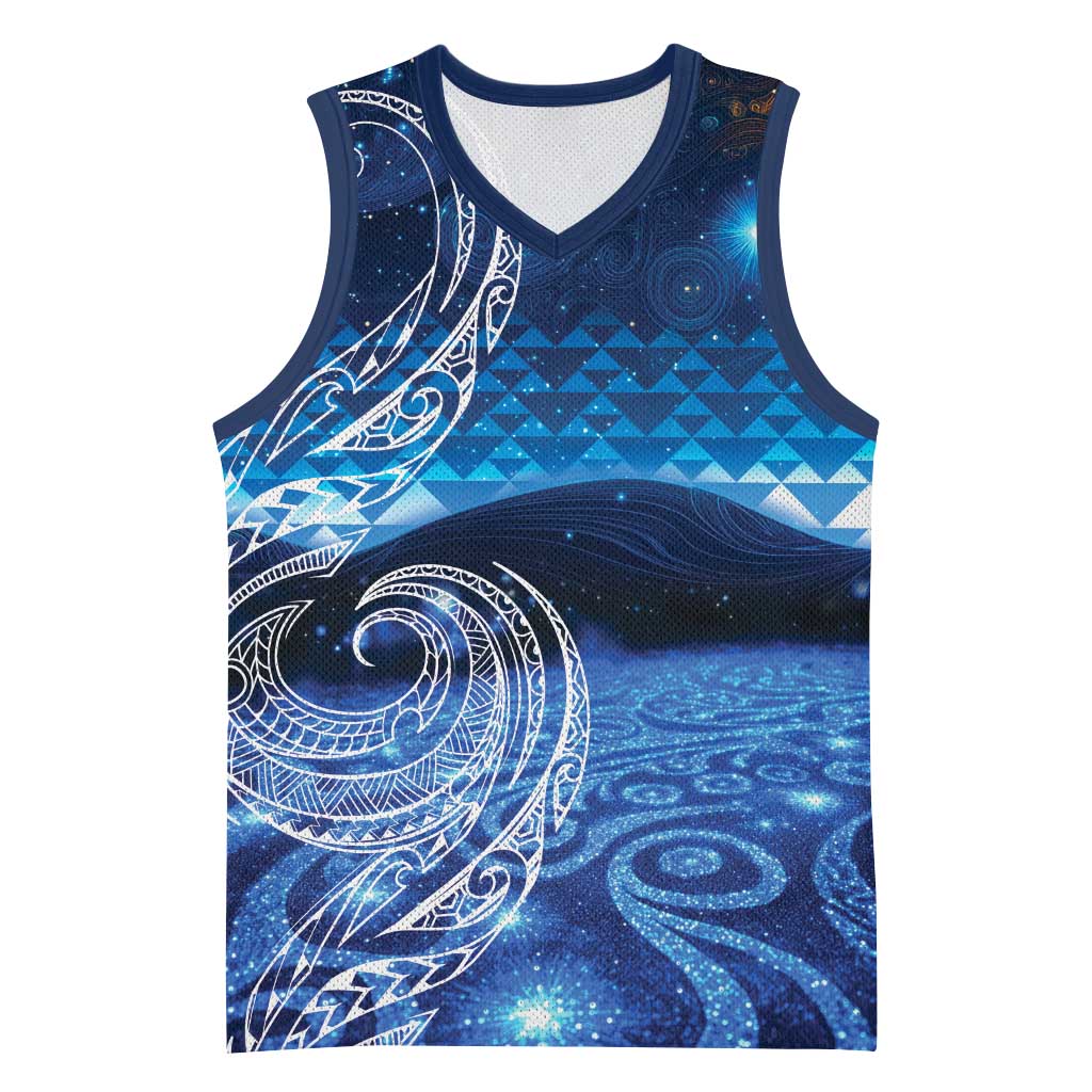 New Zealand Matariki Basketball Jersey Taniko Aramoana With Koru Galaxy Sky Night - Aussie Hoodie