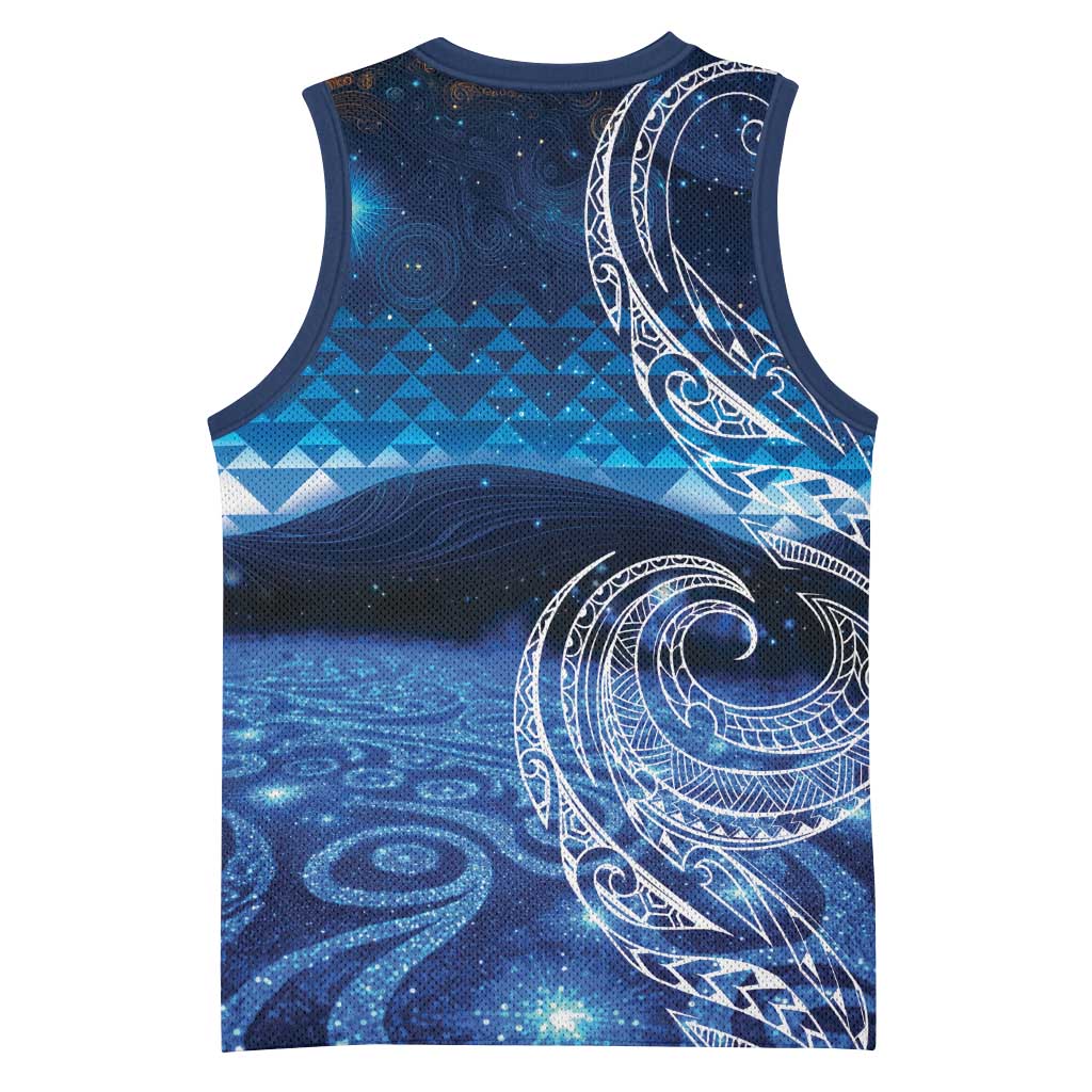 New Zealand Matariki Basketball Jersey Taniko Aramoana With Koru Galaxy Sky Night - Aussie Hoodie