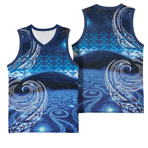 New Zealand Matariki Basketball Jersey Taniko Aramoana With Koru Galaxy Sky Night - Aussie Hoodie