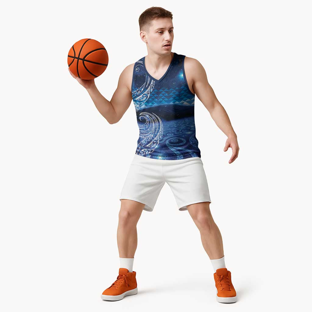 New Zealand Matariki Basketball Jersey Taniko Aramoana With Koru Galaxy Sky Night - Aussie Hoodie