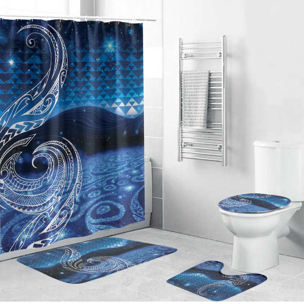 New Zealand Matariki Bathroom Set Taniko Aramoana With Koru Galaxy Sky Night - Aussie Hoodie