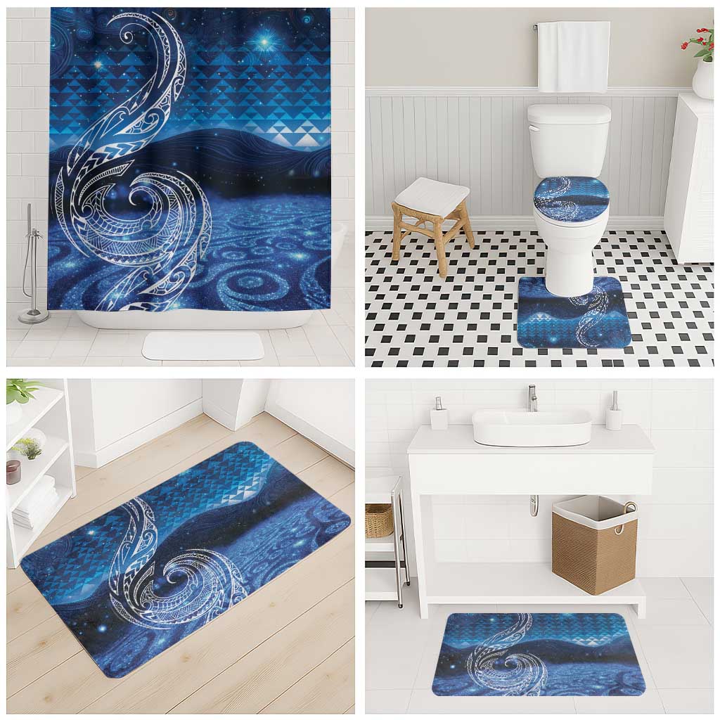 New Zealand Matariki Bathroom Set Taniko Aramoana With Koru Galaxy Sky Night - Aussie Hoodie