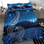 New Zealand Matariki Bedding Set Taniko Aramoana With Koru Galaxy Sky Night