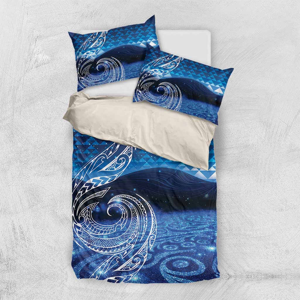 New Zealand Matariki Bedding Set Taniko Aramoana With Koru Galaxy Sky Night