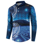 New Zealand Matariki Button Sweatshirt Taniko Aramoana With Koru Galaxy Sky Night
