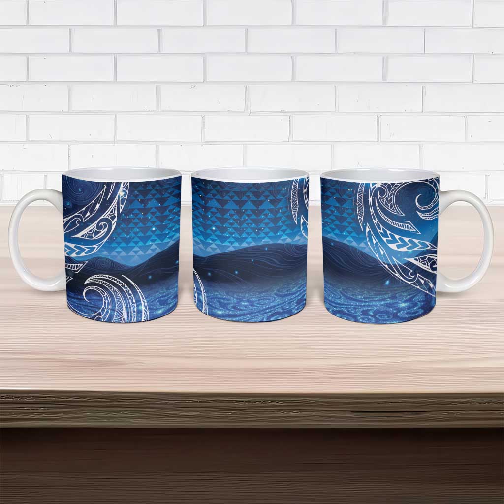 New Zealand Matariki Ceramic Mug Taniko Aramoana With Koru Galaxy Sky Night - Aussie Hoodie