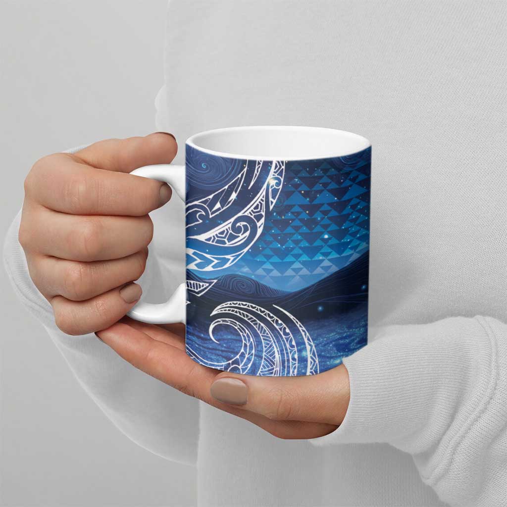 New Zealand Matariki Ceramic Mug Taniko Aramoana With Koru Galaxy Sky Night - Aussie Hoodie