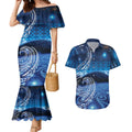 New Zealand Matariki Couples Matching Mermaid Dress and Hawaiian Shirt Taniko Aramoana With Koru Galaxy Sky Night