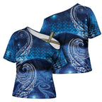New Zealand Matariki Cross Shoulder Shirt Taniko Aramoana With Koru Galaxy Sky Night - Aussie Hoodie