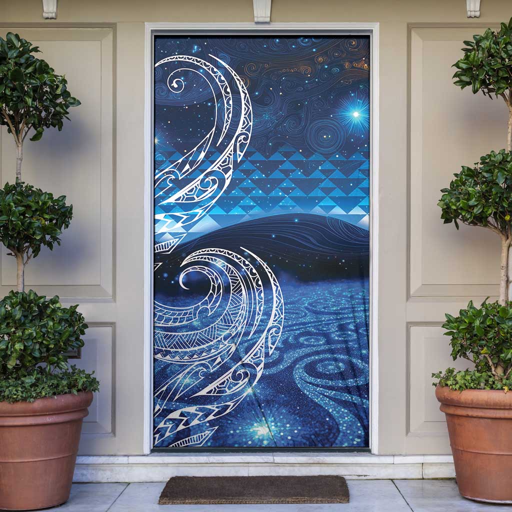 New Zealand Matariki Door Cover Taniko Aramoana With Koru Galaxy Sky Night - Aussie Hoodie