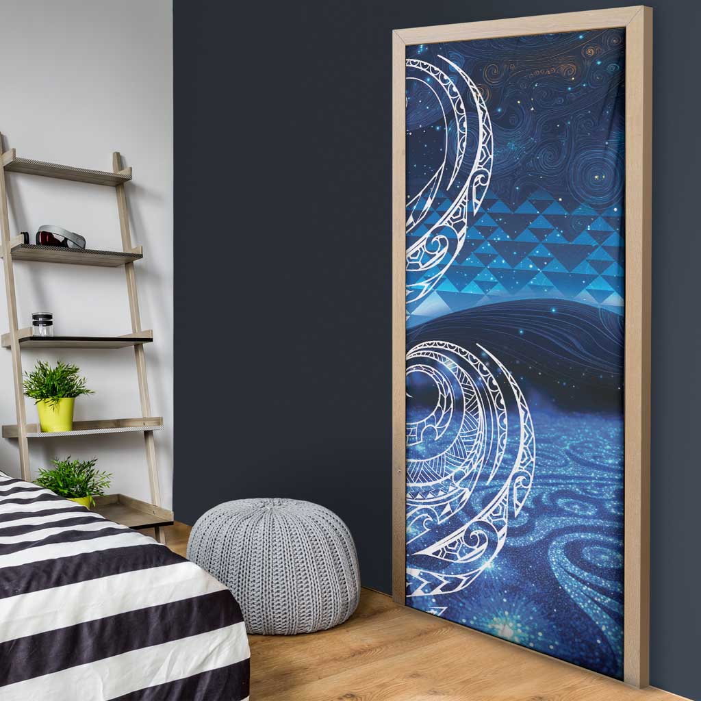 New Zealand Matariki Door Cover Taniko Aramoana With Koru Galaxy Sky Night - Aussie Hoodie