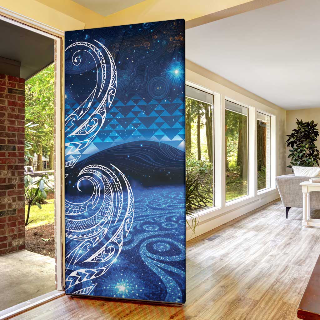 New Zealand Matariki Door Cover Taniko Aramoana With Koru Galaxy Sky Night - Aussie Hoodie