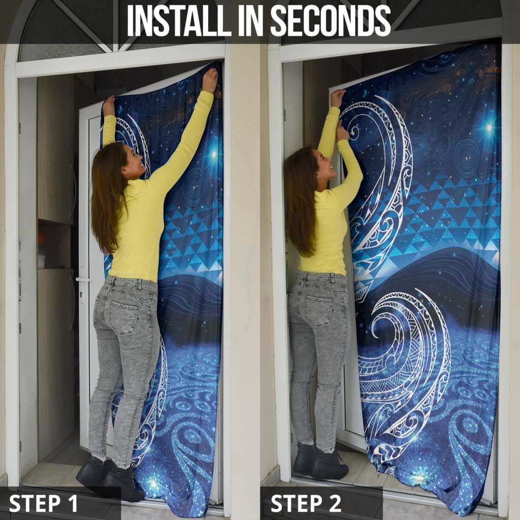 New Zealand Matariki Door Cover Taniko Aramoana With Koru Galaxy Sky Night - Aussie Hoodie