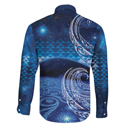 New Zealand Matariki Family Matching Off The Shoulder Long Sleeve Dress and Hawaiian Shirt Taniko Aramoana With Koru Galaxy Sky Night